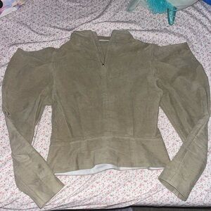 Isabel Marant Olive Green/Tan Suede Peplum Jacket